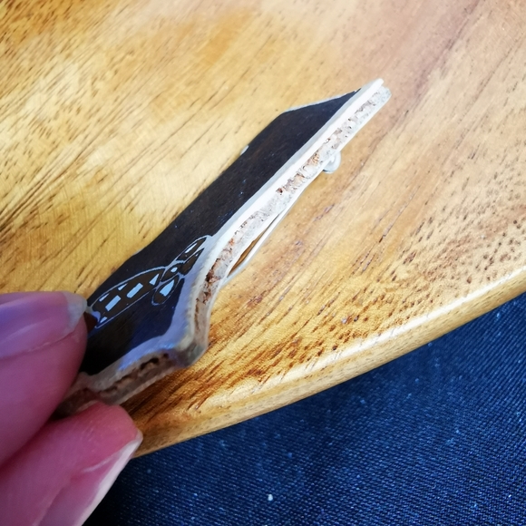 Wooden Scotty Dog Pin Brooch Black with Check Pattern Bandana - Picture 13 of 14